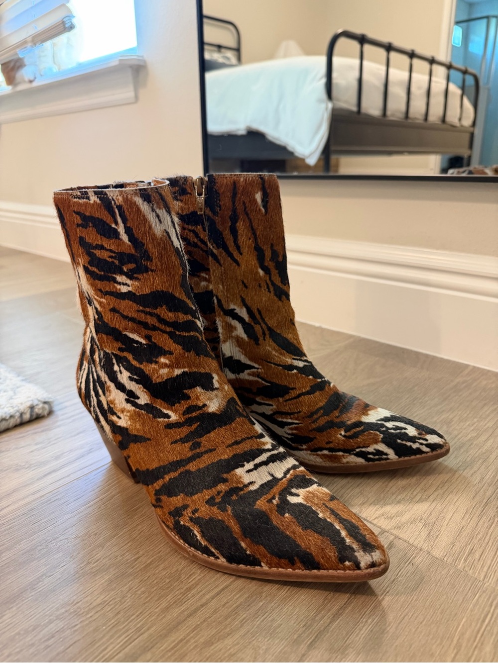 Caty Zebra Print Ankle Boots - Brown